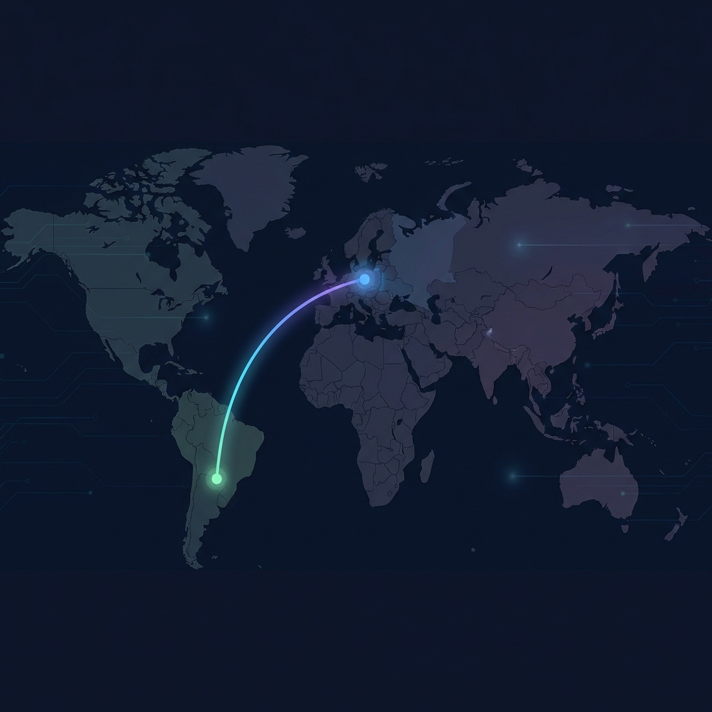Paraguay to Poland flight route